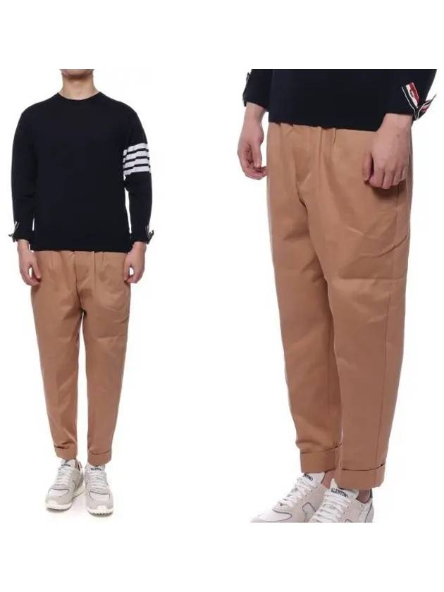 Heart Logo Crop Chino Baggy Pants Beige - AMI - BALAAN 2