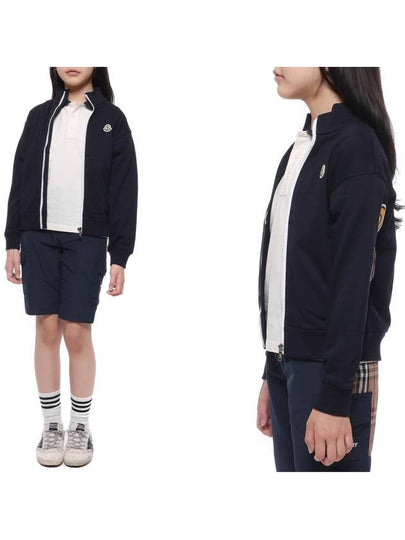 Kids Logo Patch Cotton Zip-Up Jacket Navy - MONCLER - BALAAN 2