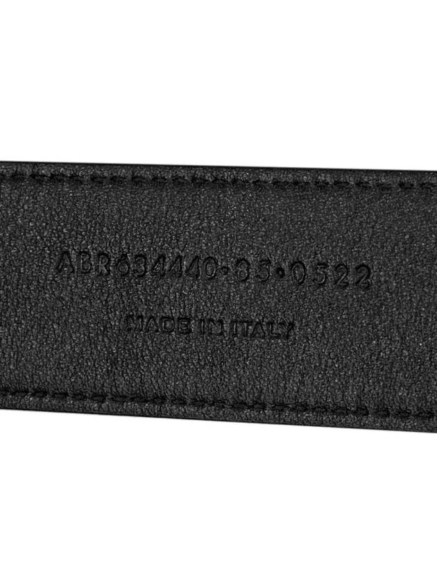 Grained Leather Silver Monogram Belt Black - SAINT LAURENT - BALAAN 8