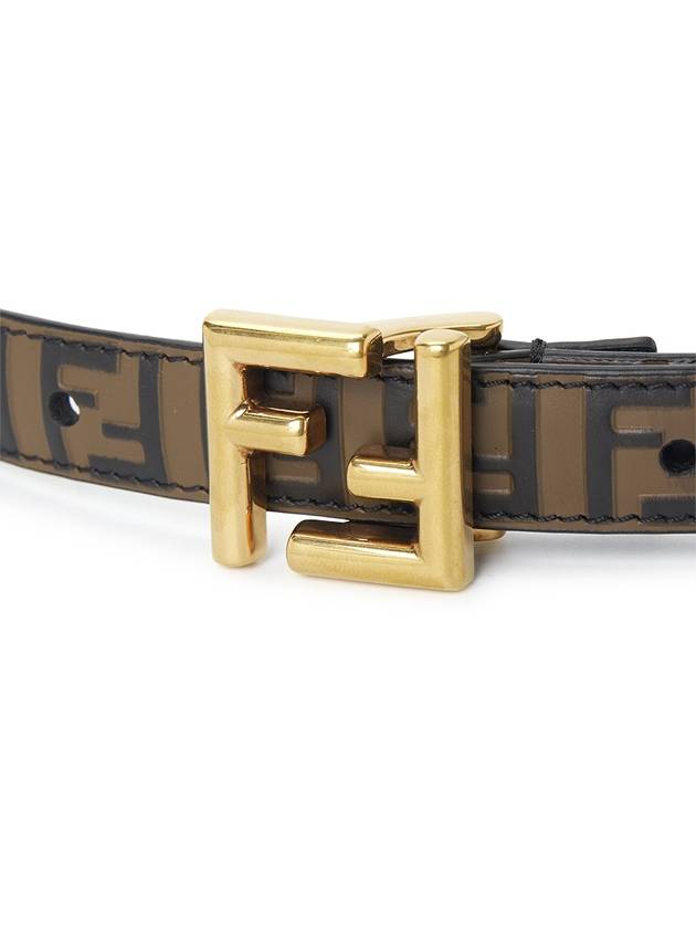 FF Square Stud Buckle Leather Belt Brown - FENDI - BALAAN 6