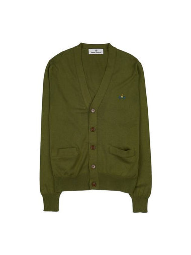 ORB Logo V-Neck Cardigan Green - VIVIENNE WESTWOOD - BALAAN 1