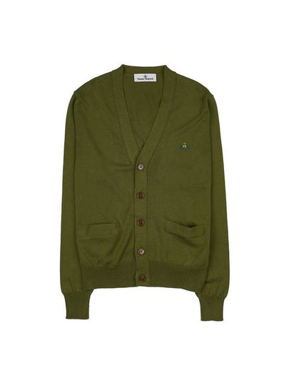 ORB Logo V-Neck Cardigan Green - VIVIENNE WESTWOOD - BALAAN 2