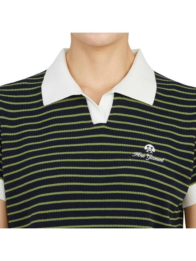 Golf Wear Short Sleeve Knit HHW 2A AB53 NAVY GREEN - HORN GARMENT - BALAAN 6