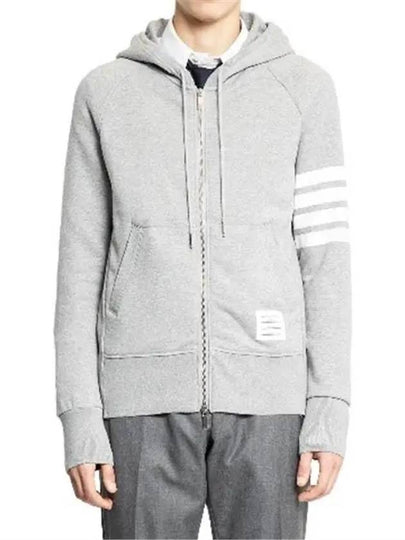 Engineered 4 Bar Diagonal Zip Up Hoodie Light Grey - THOM BROWNE - BALAAN 2