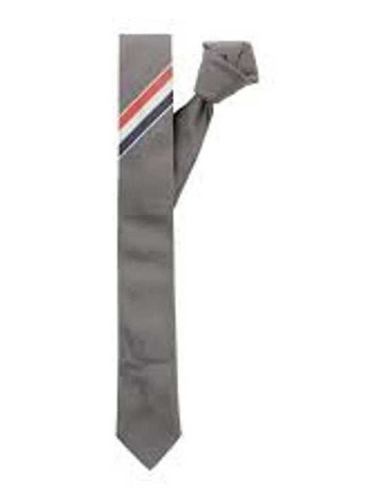 Men's Grosgrain Stripe Tie Dark Grey - THOM BROWNE - BALAAN 2