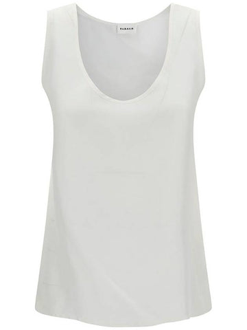 White Tank Top With Plunging U Neckline In Polyamide Woman - P.A.R.O.S.H. - BALAAN 1