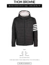 Matte Nylon 4-Bar Stripe Downfill Quilted Hoodie Padding Black - THOM BROWNE - BALAAN 3