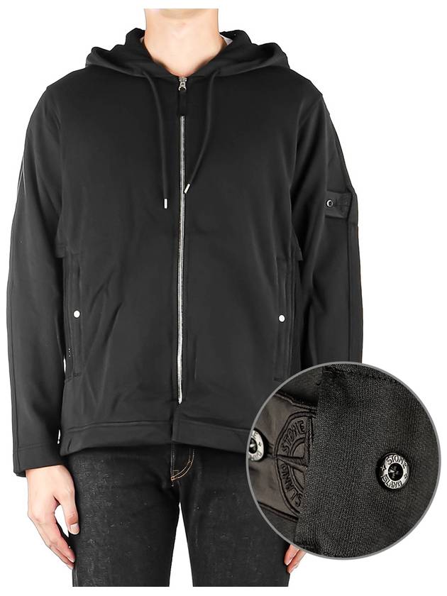 Shadow Project Cotton Lyocell Fleece Zip Up Hoodie Black - STONE ISLAND - BALAAN 2