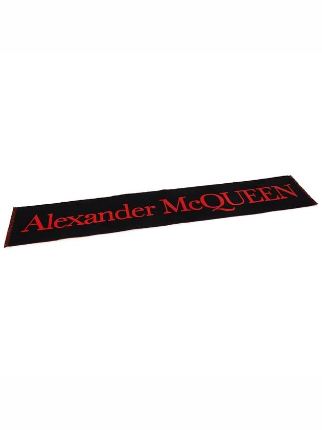 Oversized Logo Intarsia Muffler Black Red - ALEXANDER MCQUEEN - BALAAN 6