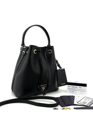 Triangular logo Saffiano bucket bag 1BE032 - PRADA - BALAAN 1