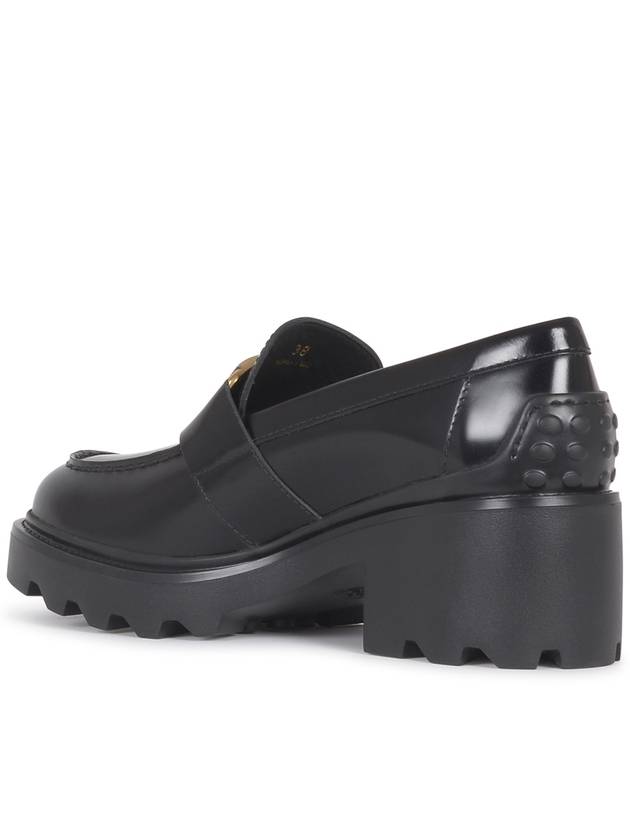 T Logo Leather Loafer Heels Black - TOD'S - BALAAN 4