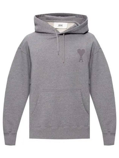 Men's Big Heart Logo Hoodie Grey - AMI - BALAAN 2