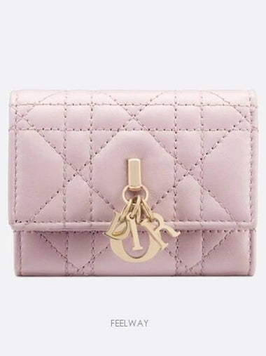 My Dior 3 fold wallet pale pink cannage sheepskin - DIOR - BALAAN 1