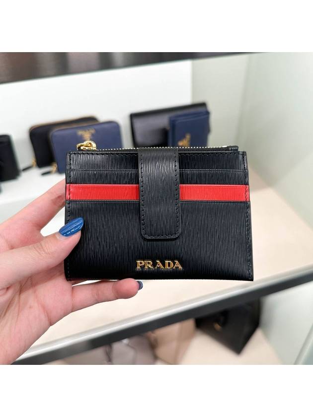 Vitello Zippered Leather Card Wallet Black - PRADA - BALAAN 2