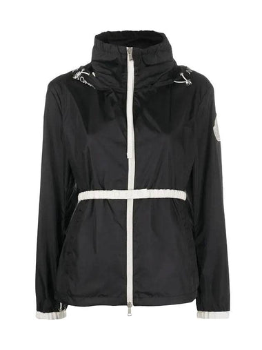 Belt contrast trim hooded jacket black - MONCLER - BALAAN 1