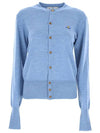 Logo Wool Cardigan Blue - VIVIENNE WESTWOOD - BALAAN.