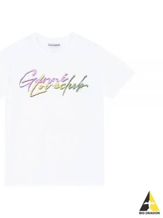 Love Print Cotton Short Sleeve T-Shirt White - GANNI - BALAAN 2