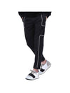 Men's White Line Cotton Straight Pants Black - LES HOMMES - BALAAN 1