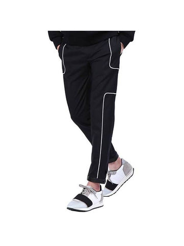 Men's White Line Cotton Straight Pants Black - LES HOMMES - BALAAN 1