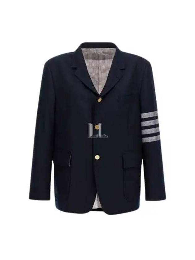 4 Bar Stripe Single Breasted Wool Jacket Navy - THOM BROWNE - BALAAN 2