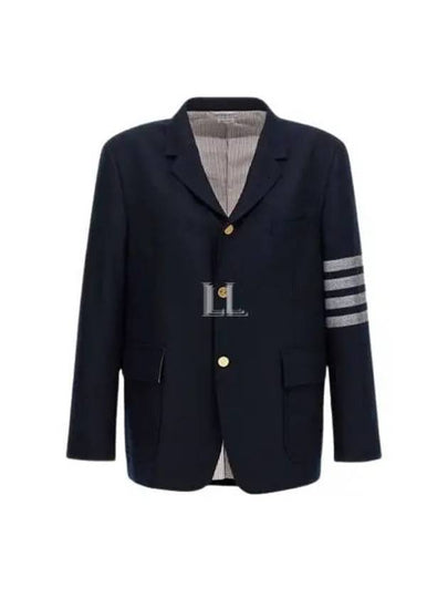 4 Bar Stripe Single Breasted Wool Jacket Navy - THOM BROWNE - BALAAN 2