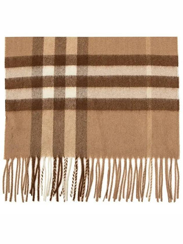 Classic Check Cashmere Scarf Mid Camel - BURBERRY - BALAAN.