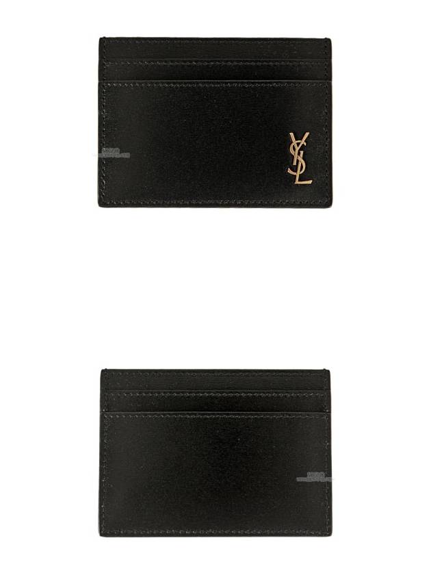 Tiny Monogram Shiny Leather Card Case Black - SAINT LAURENT - BALAAN 6