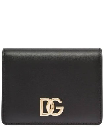 gold logo calfskin leather medium wallet black - DOLCE&GABBANA - BALAAN 1