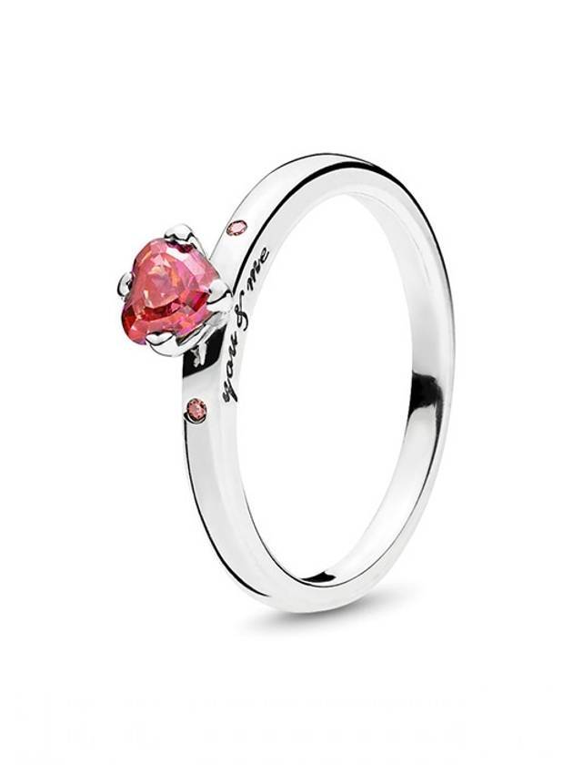 Sparkling Heart Ring Red Silver - PANDORA - BALAAN 1