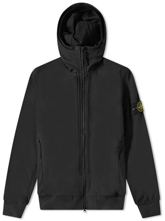 Wappen Patch Soft Shell Hooded Jacket Black - STONE ISLAND - BALAAN 2