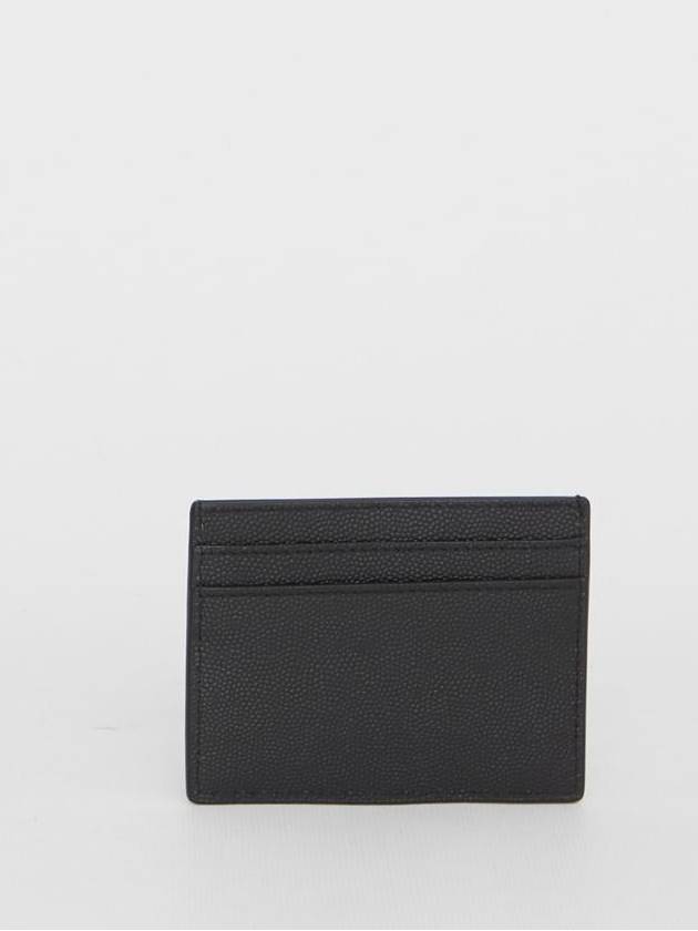 Embossed Leather Card Wallet Black - SAINT LAURENT - BALAAN 3