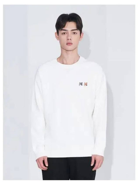 Unisex double fox head patch classic sweatshirt ecru domestic product - MAISON KITSUNE - BALAAN 1