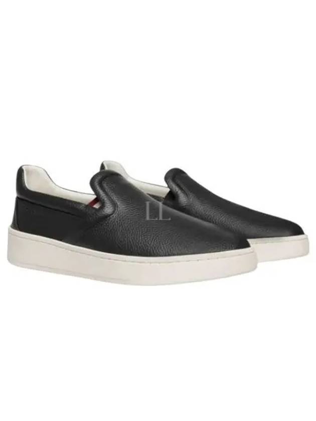 Raise Grained Leather Slip-Ons Black - BALLY - BALAAN 2