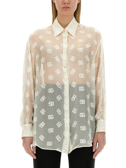 Monogram Jacquard Semi See-through Shirt F5O54TFJTBR - DOLCE&GABBANA - BALAAN 2