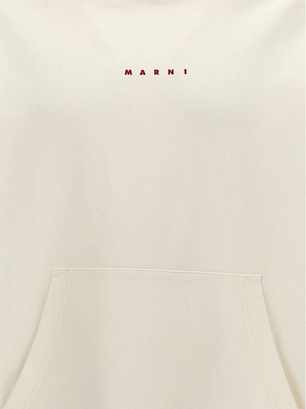 Logo Print Drawstring Hoodie White - MARNI - BALAAN 5