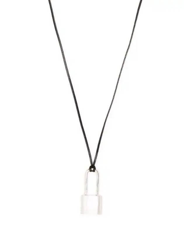 Small Padlock Leather Necklace Silver - AMBUSH - BALAAN.