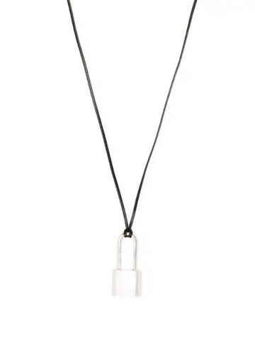 Small Padlock Leather Necklace Silver - AMBUSH - BALAAN 1