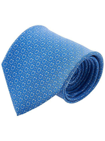 Gancini Print Silk Tie Blue - SALVATORE FERRAGAMO - BALAAN 1