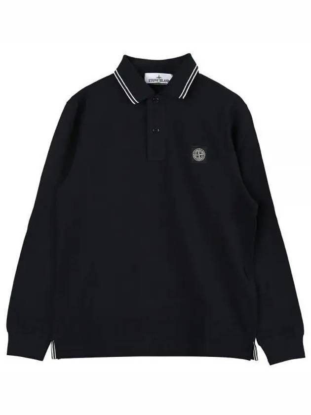 Patch Cotton Polo Long Sleeve T-Shirt Navy - STONE ISLAND - BALAAN 2