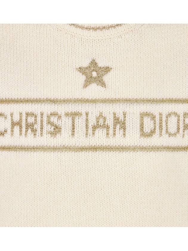 Blended Virgin Wool Cashmere Short Sleeve Knit Top Ivory - DIOR - BALAAN 4