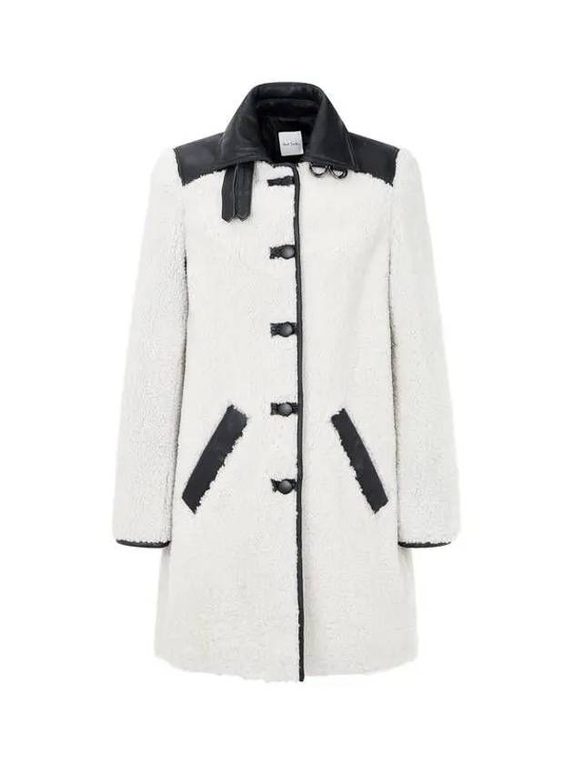 Women's Buckle Collar Neck Shearling Leather Coat Off White 270966 - PAUL SMITH - BALAAN 1