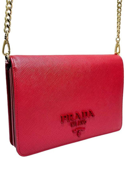 Women s 1BP012 Saffiano Luxe Red Monochrome WOC Mini Cross Bag - PRADA - BALAAN 2