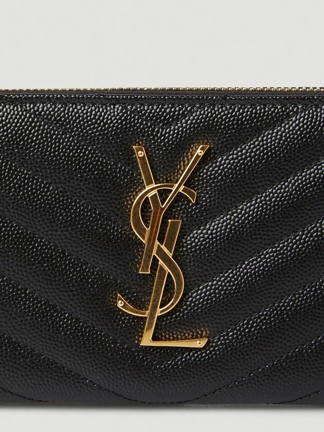 Matelasse Monogram Zipper Around Long Wallet Black - SAINT LAURENT - BALAAN 6