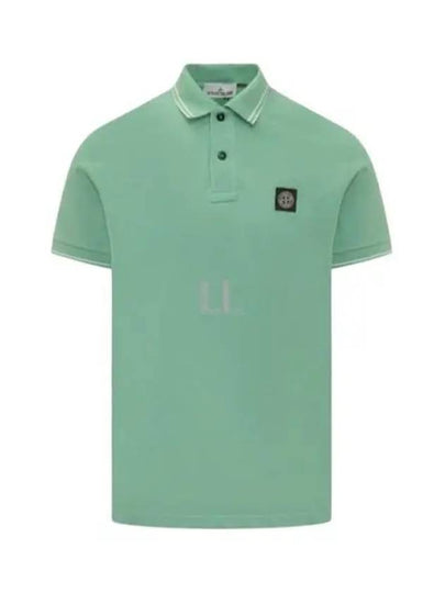 Stretch Cotton Pique Short Sleeve Polo Shirt Light Green - STONE ISLAND - BALAAN 2