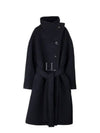 High-Neck Belted Wool Single Coat Black - ACNE STUDIOS - BALAAN 2