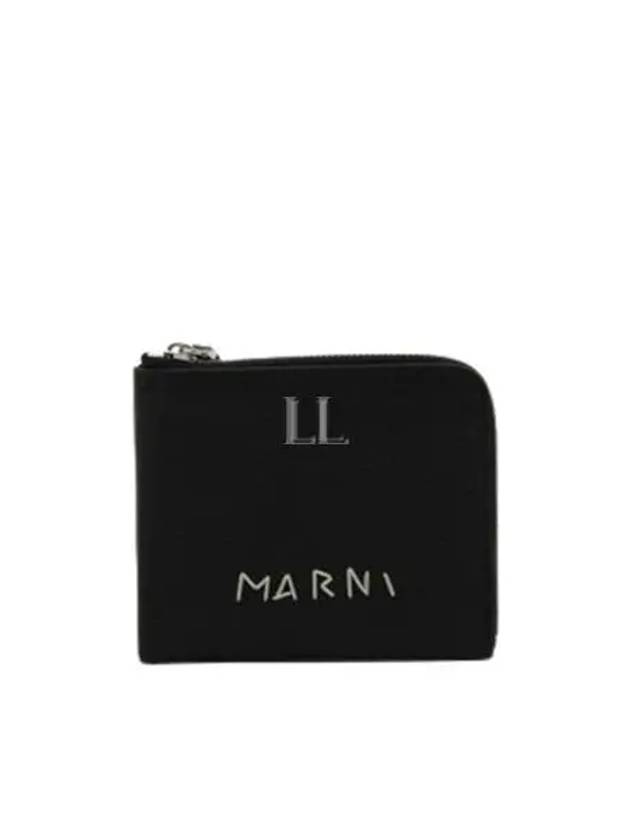 Logo Zip Card Wallet Black - MARNI - BALAAN 2