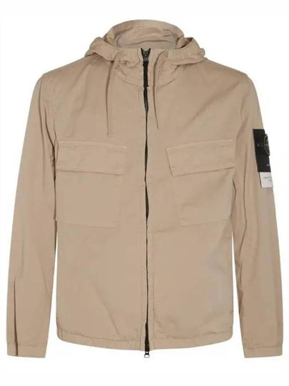 Cotton Twill Stretch Hooded Jacket Beige - STONE ISLAND - BALAAN 2