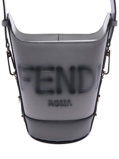 Logo Embossed Bucket Shoulder Bag Grey - FENDI - BALAAN 2