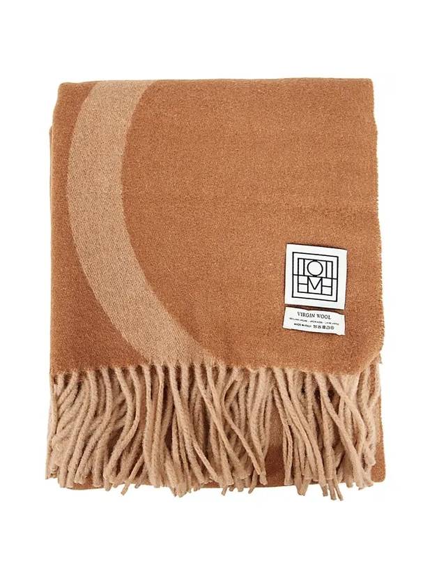 Monogram Logo Patch Jacquard Wool Muffler Brown - TOTEME - BALAAN.