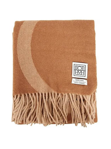 Monogram Logo Patch Jacquard Wool Muffler Brown - TOTEME - BALAAN 1